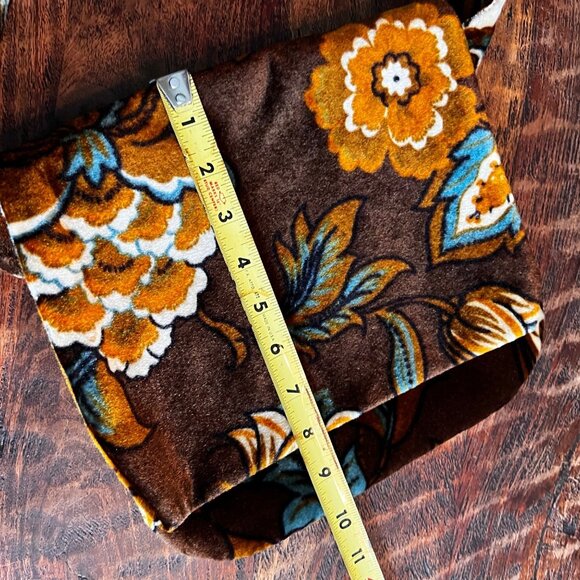 Vintage Handmade Velvet Bag With Brown Orange Blue Pattern - Picture 4 of 7